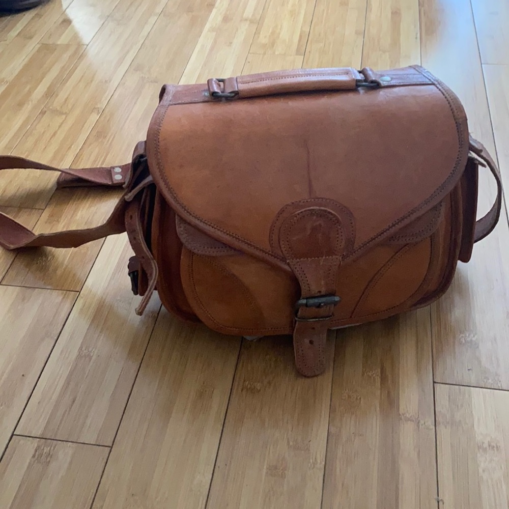 Leather crossbody camera bag